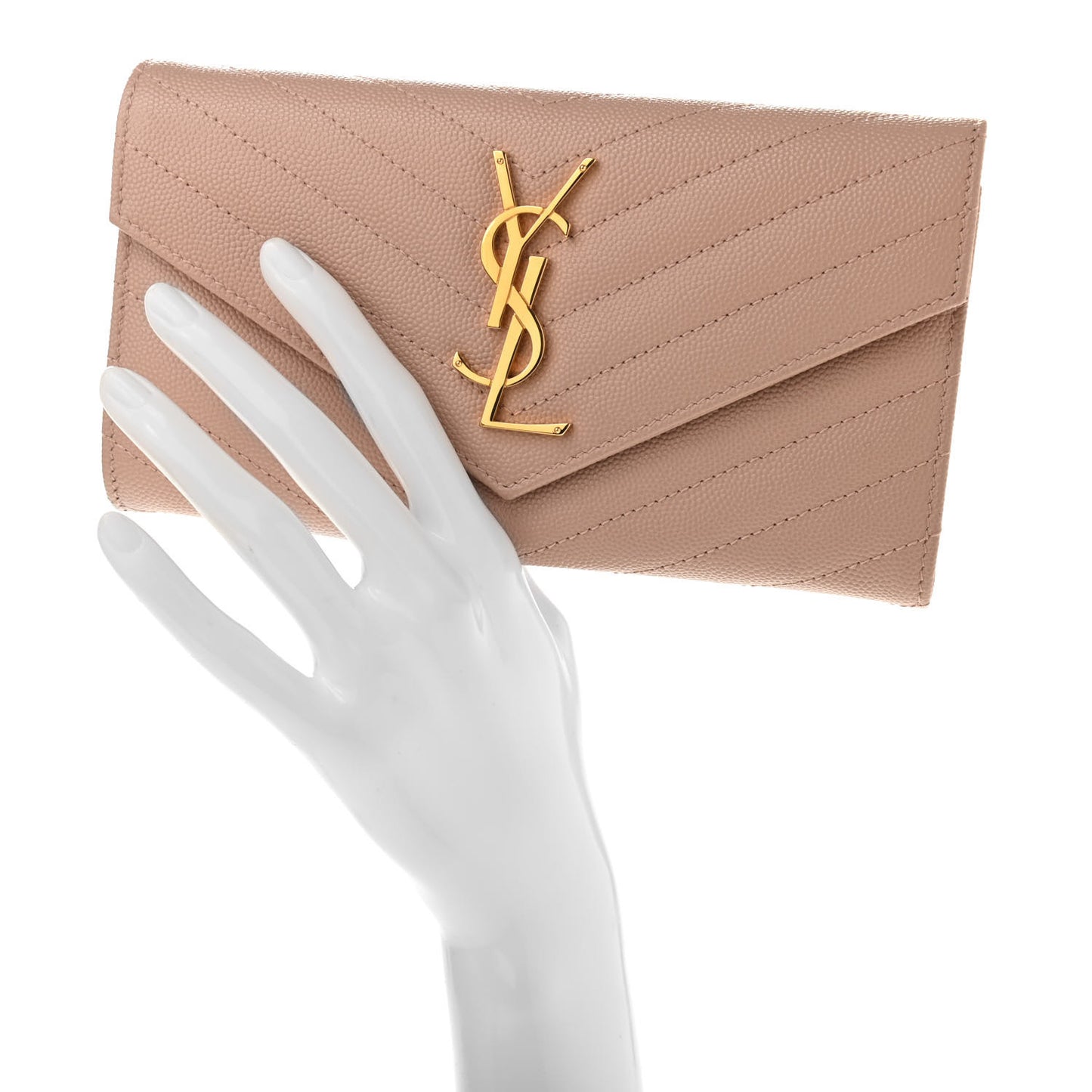 Grain De Poudre Matelasse Chevron Monogram Wallet Pale Pink