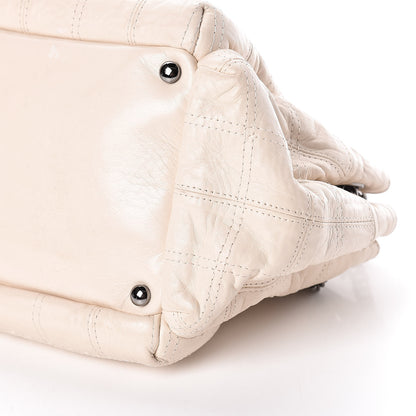 Chanel Lambskin Square Stitched Lax Accordion Hobo White 10 of 15