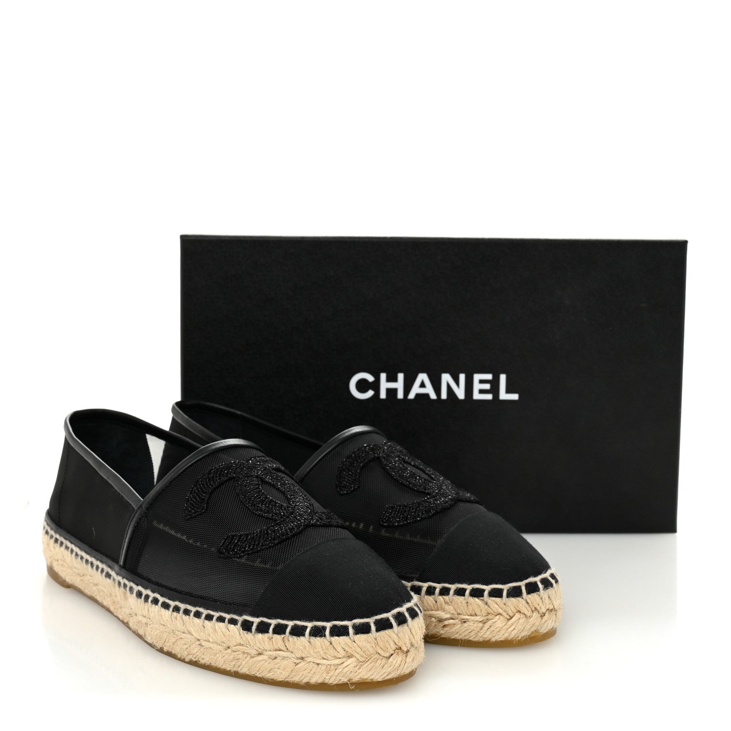 Chanel Mesh Grosgrain CC Espadrilles 38 Black 10 of 10