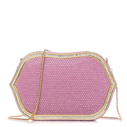 Judith Leiber Swarovski Crystal Minaudiere Clutch Pink 1 of 16