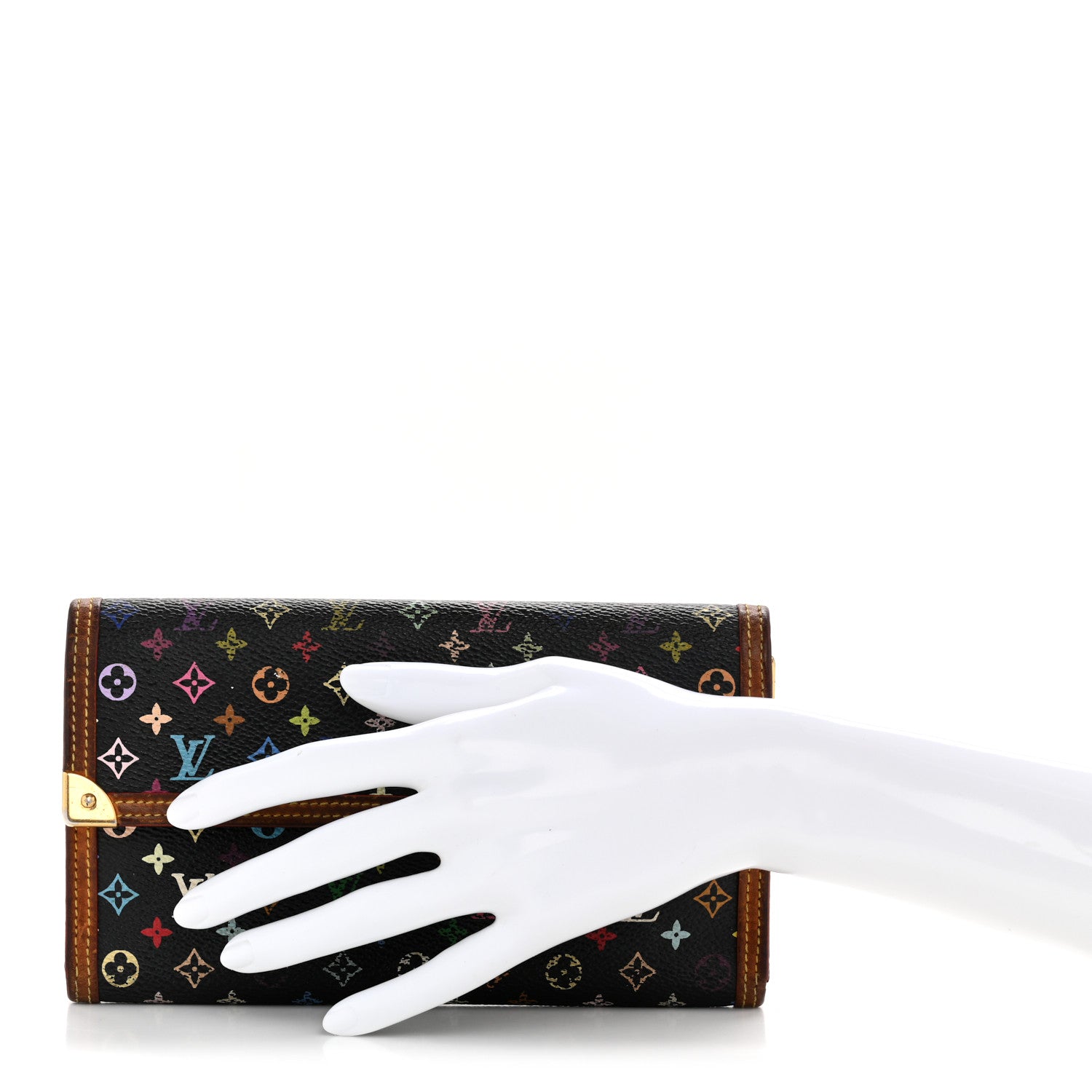 Louis Vuitton Monogram Multicolor Porte Tresor International Wallet Black 2 of 10