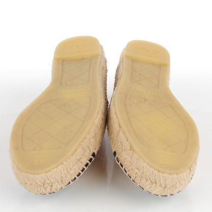 Chanel Lambskin CC Espadrilles 37 Beige Black 6 of 9