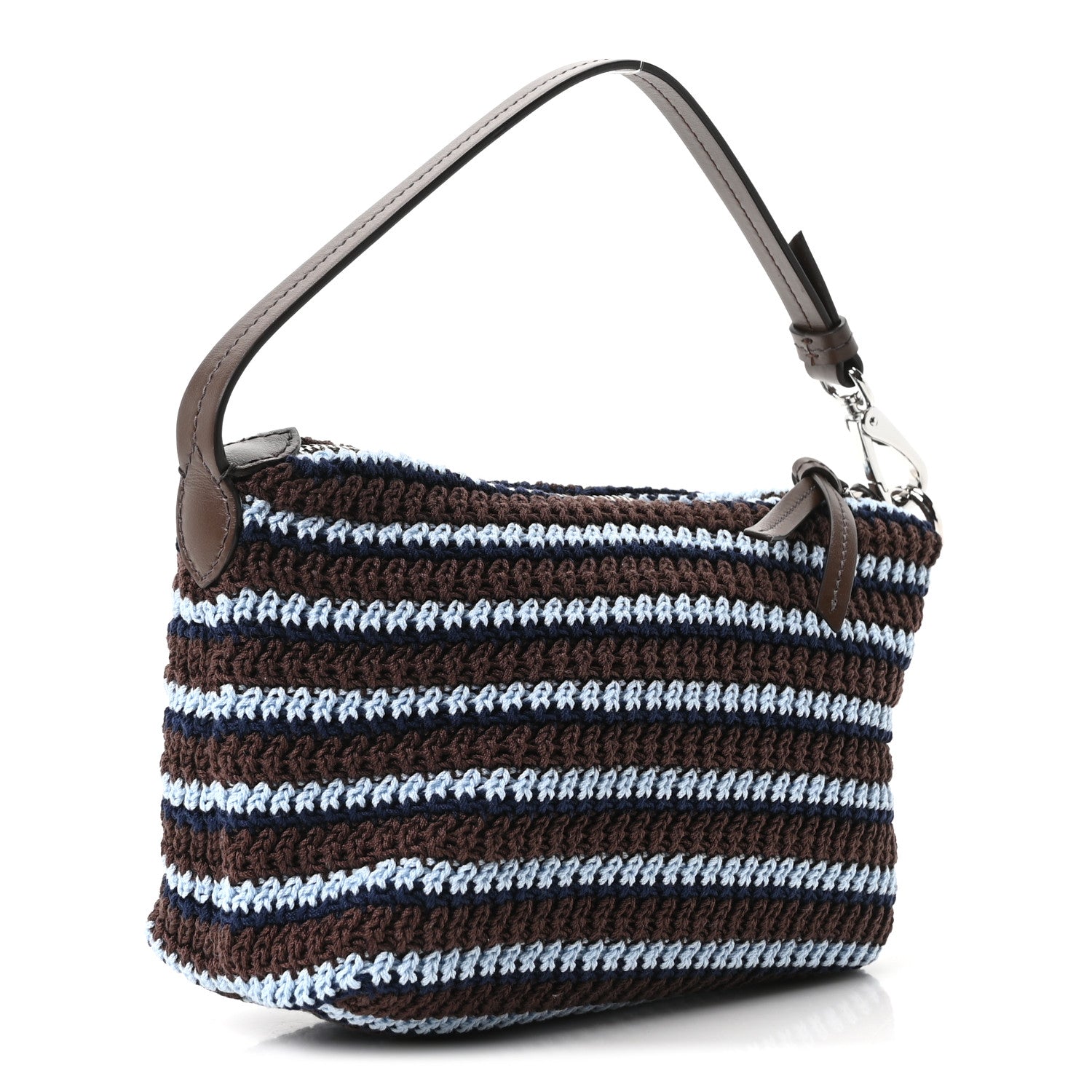 Miu Miu Fabric Crochet Mini Spirit Bag Cacao Celeste 2 of 9