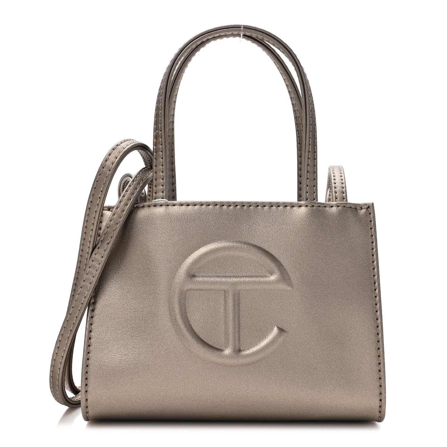 Telfar Metallic Vegan Leather Small Shopping Bag Bronze 1 of 9
