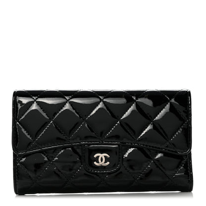Chanel Patent Quilted Large Flap Wallet Black 1 of 8