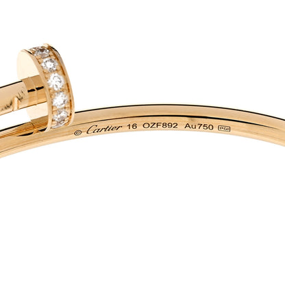 Cartier 18K Yellow Gold Diamond Small Juste Un Clou Bracelet 16 3 of 4