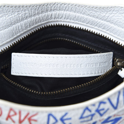 Balenciaga Agneau Graffiti All Over Classic Hardware Mini City White Bleu Rouge 8 of 9