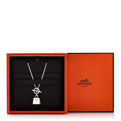 Hermes Sterling Silver Birkin Amulette Pendant Necklace 5 of 5