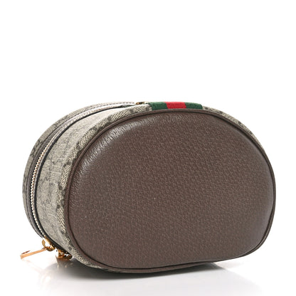 Gucci GG Supreme Monogram Textured Calfskin Web Ophidia Vanity Cosmetic Case Beige Ebony New Acero 4 of 10