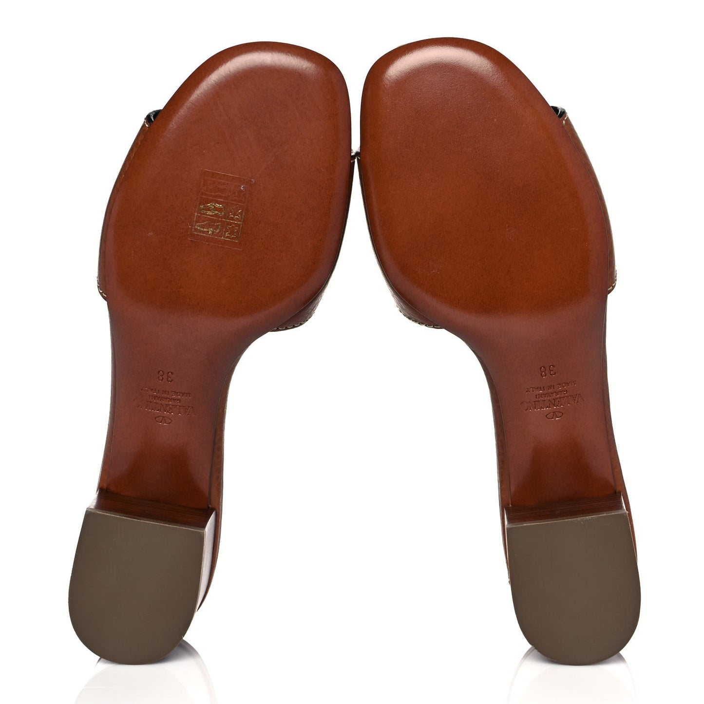 Grainy Cowhide VLogo 45mm Slide Sandals 38 Cuoio