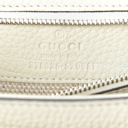 Gucci Pebbled Calfskin Medium Bamboo Daily Flap Shoulder Bag Mystic White 6 of 9