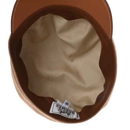 Hermes Cotton Silk Swift Clou de Selle Vauban Cap 58 Marron Alezan Gold 7 of 8
