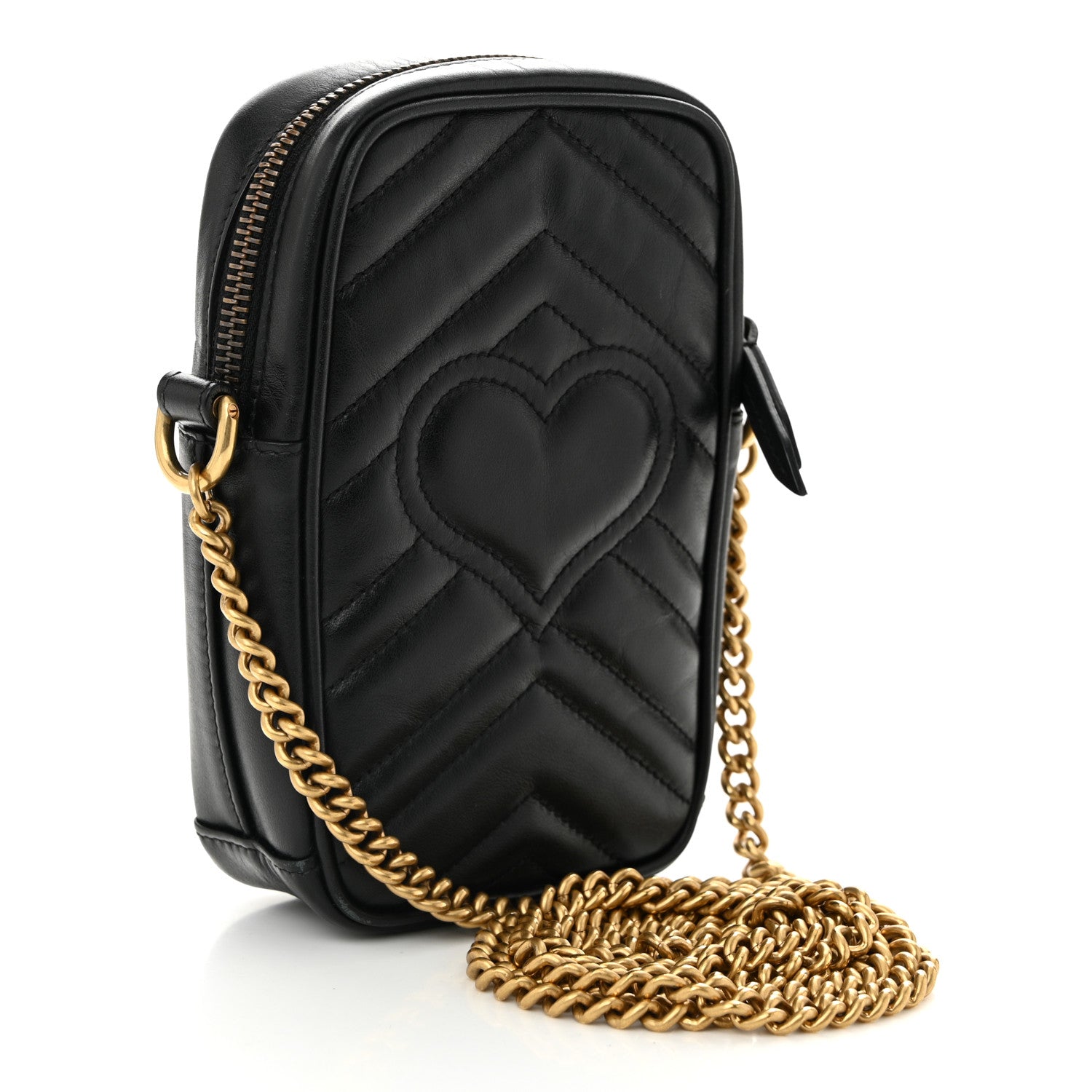 Gucci Calfskin Matelasse Mini GG Marmont Crossbody Bag Black 3 of 12