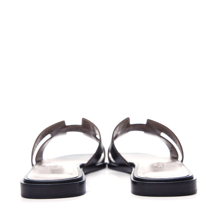 Hermes Box Calfskin Oran Sandals 36.5 Black 7 of 10