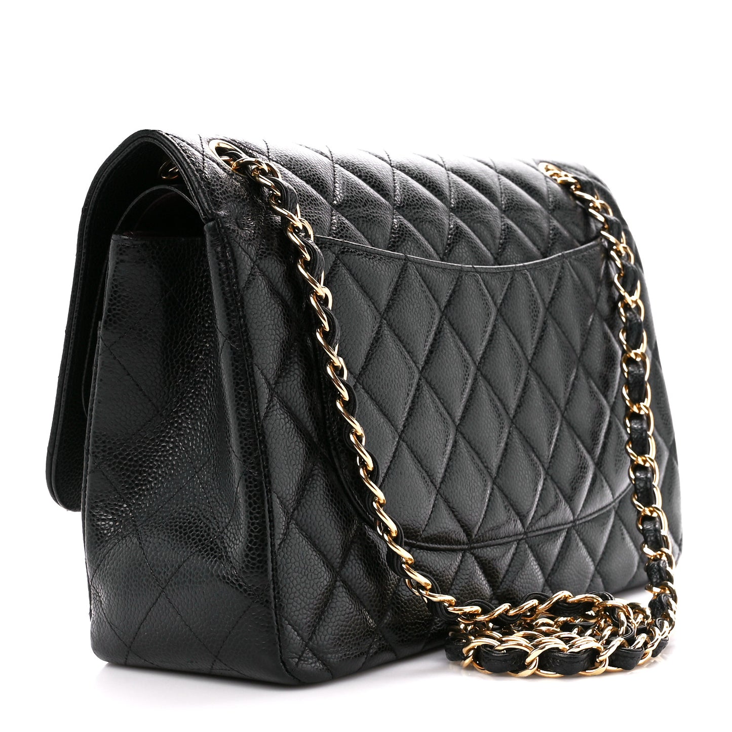 Caviar Quilted Jumbo Double Flap Black