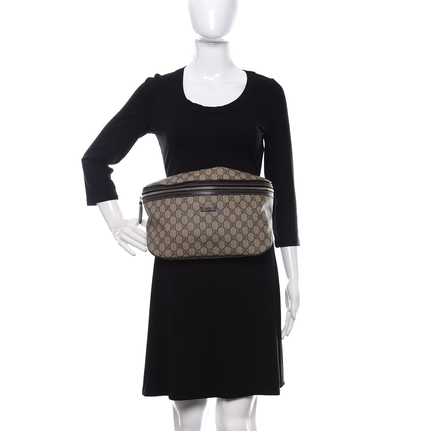 Gucci GG Supreme Monogram Belt Bag Dark Brown 2 of 10