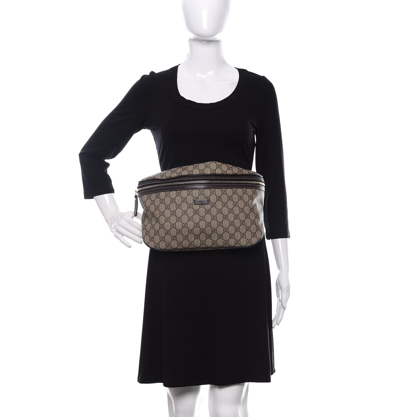 GG Supreme Monogram Belt Bag Dark Brown