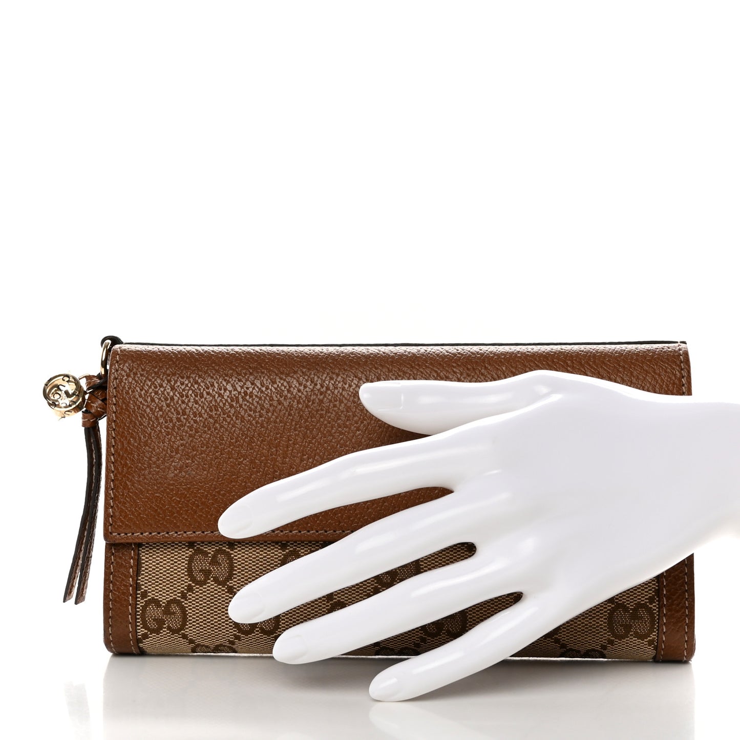 Calfskin GG Supreme Monogram Continental Wallet Beige Ebony