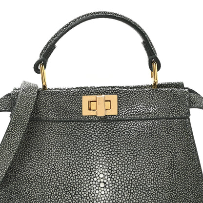 Fendi Stingray Shiny Nappa Petite Peekaboo I SEE U Satchel Verde Inglese 9 of 12