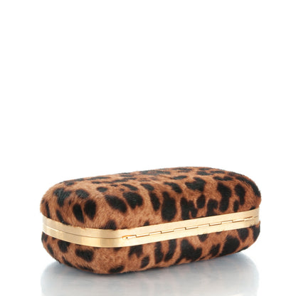 Alexander McQueen Calf Hair Leopard Print Skull Box Clutch 4 of 7