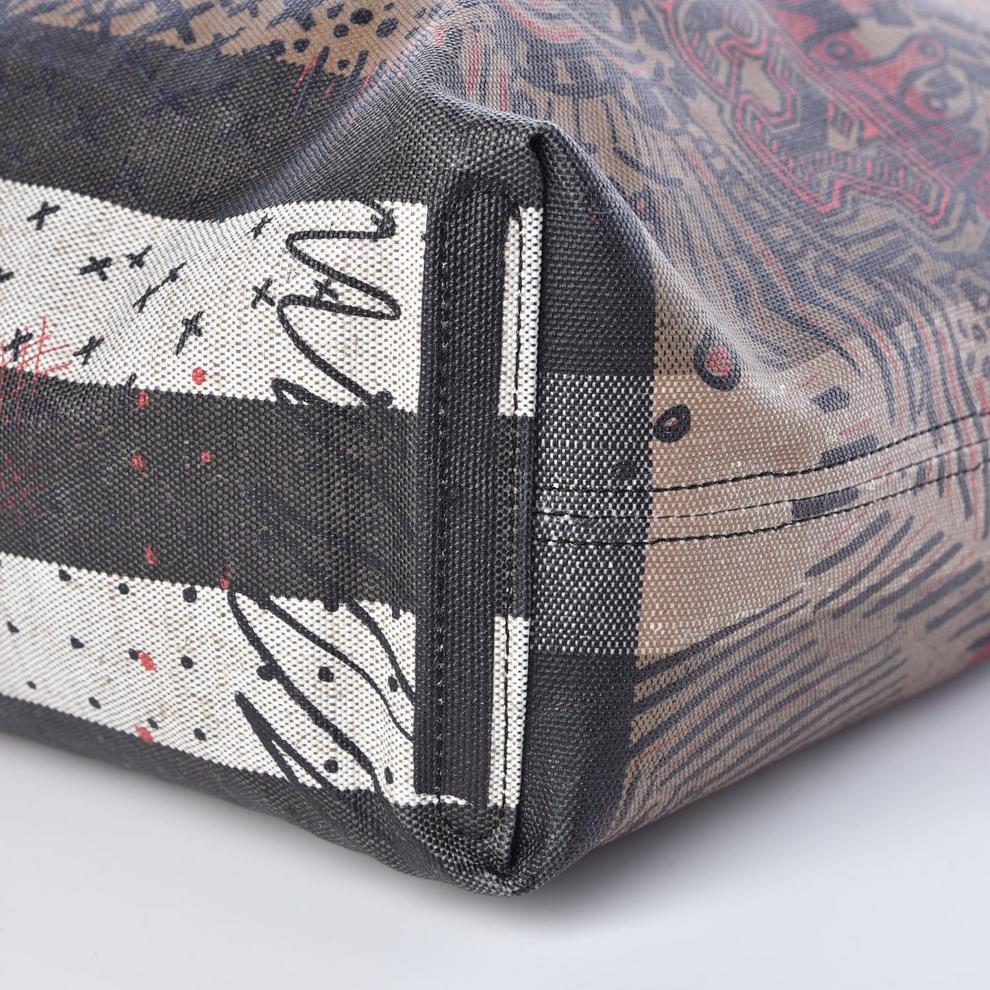 Coated Canvas Mega Check Medium Doodle Tote Black