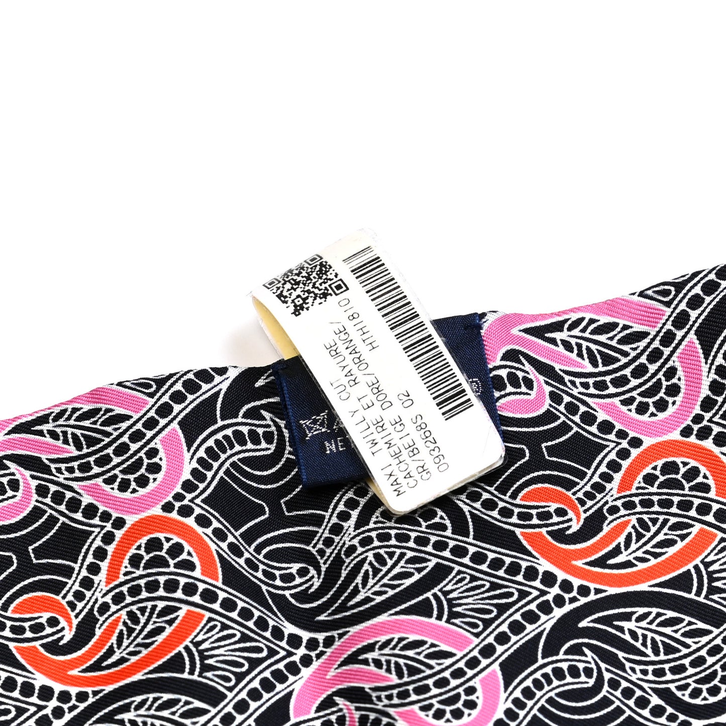 Silk Cachemire Et Rayure Maxi Twilly Cut Grey Beige Dore Orange