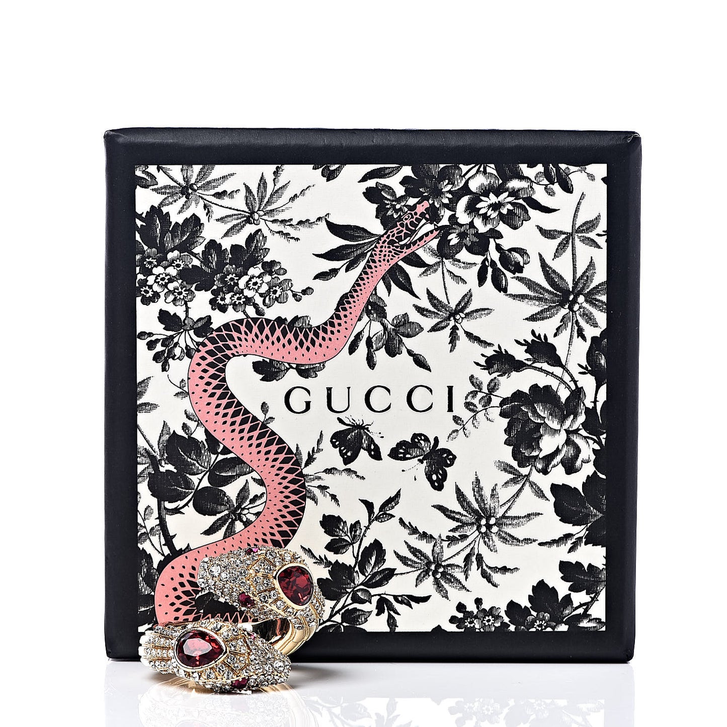 Crystals Snake Ring M Red