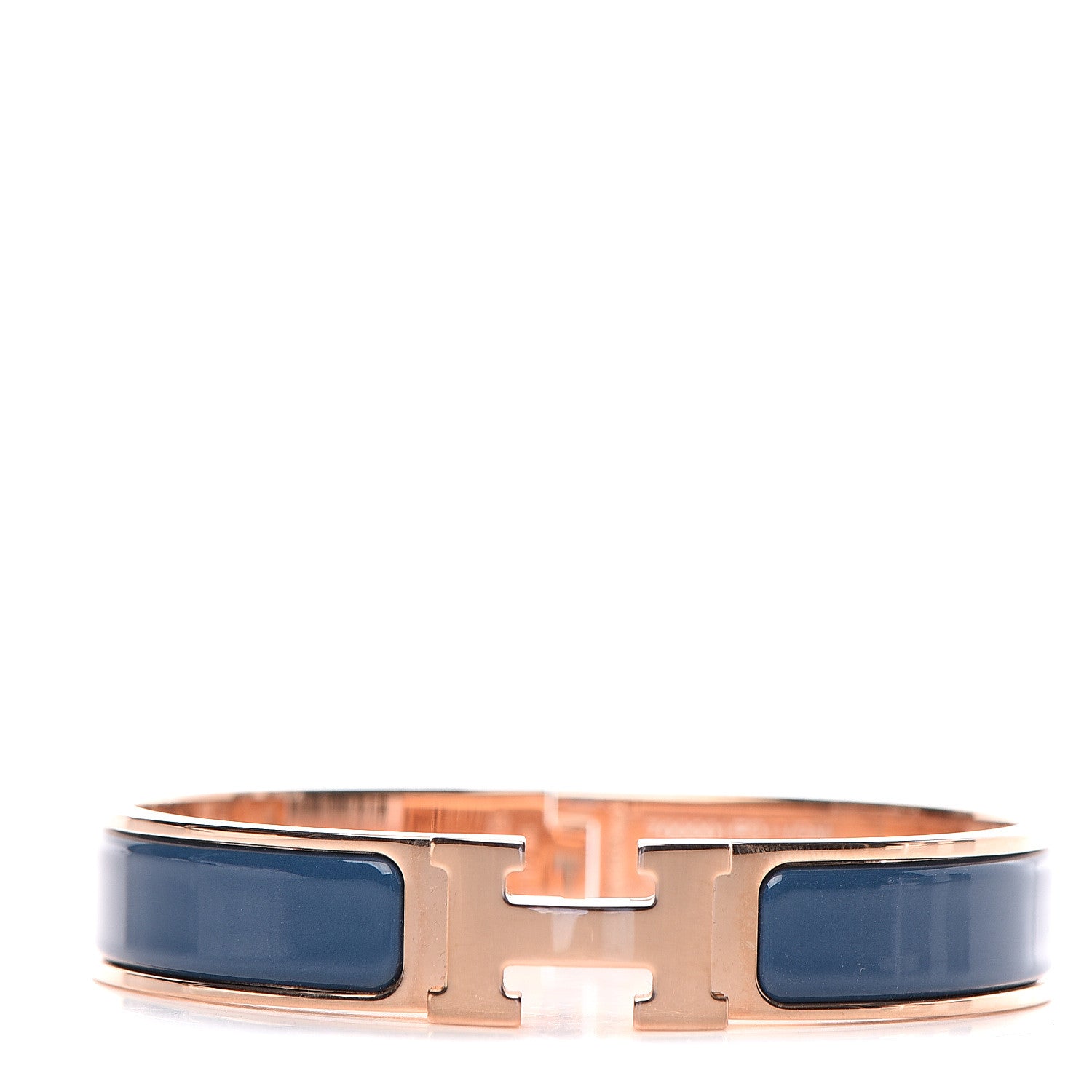 Hermes Enamel Narrow Clic Clac H Bracelet GM Bleu De Genes 1 of 4