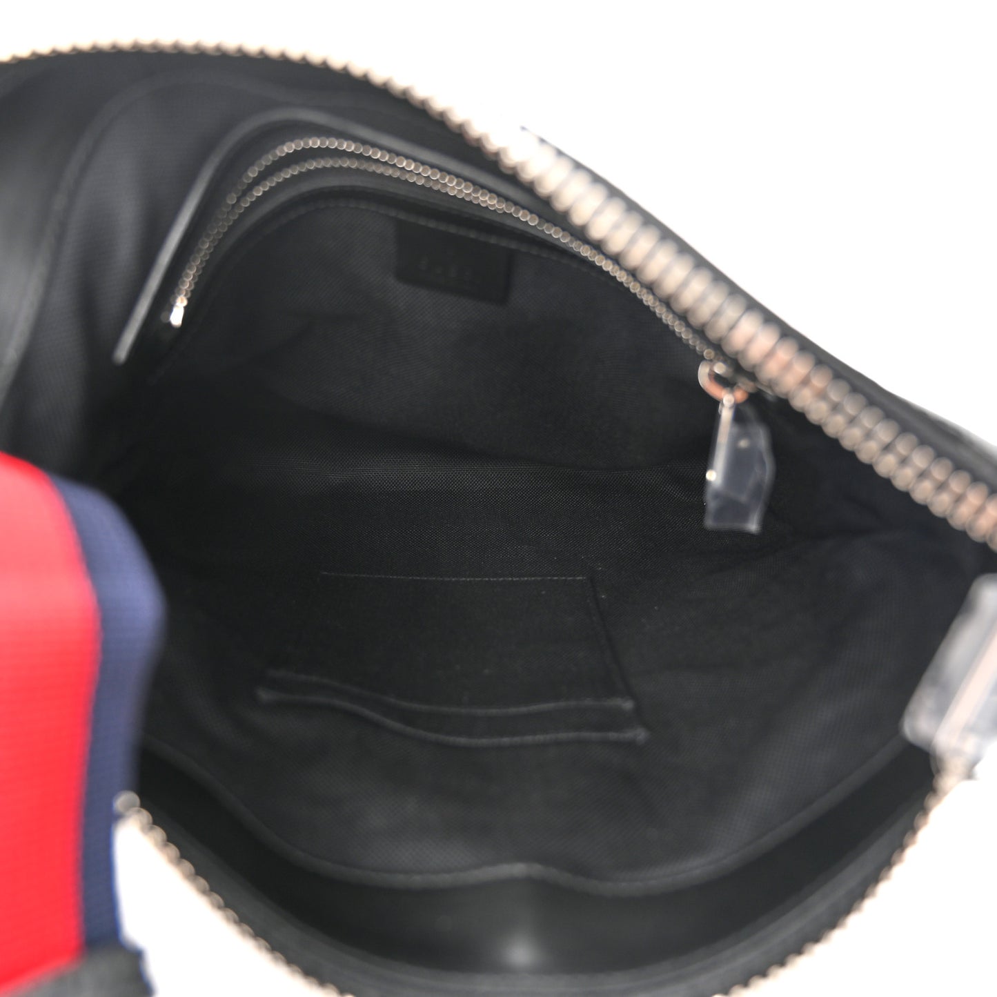 GG Supreme Monogram Appia Calfskin Web Flat Messenger Bag Black Grey