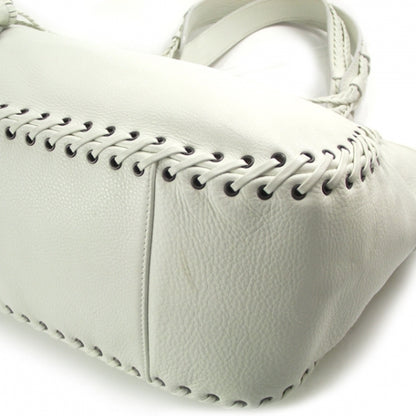 Christian Dior Leather Stitched Shopping Tote White 5 of 10