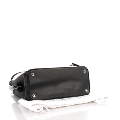 Prada Saffiano Lux Small Bi-Color Galleria Double Zip Tote Black White 4 of 7