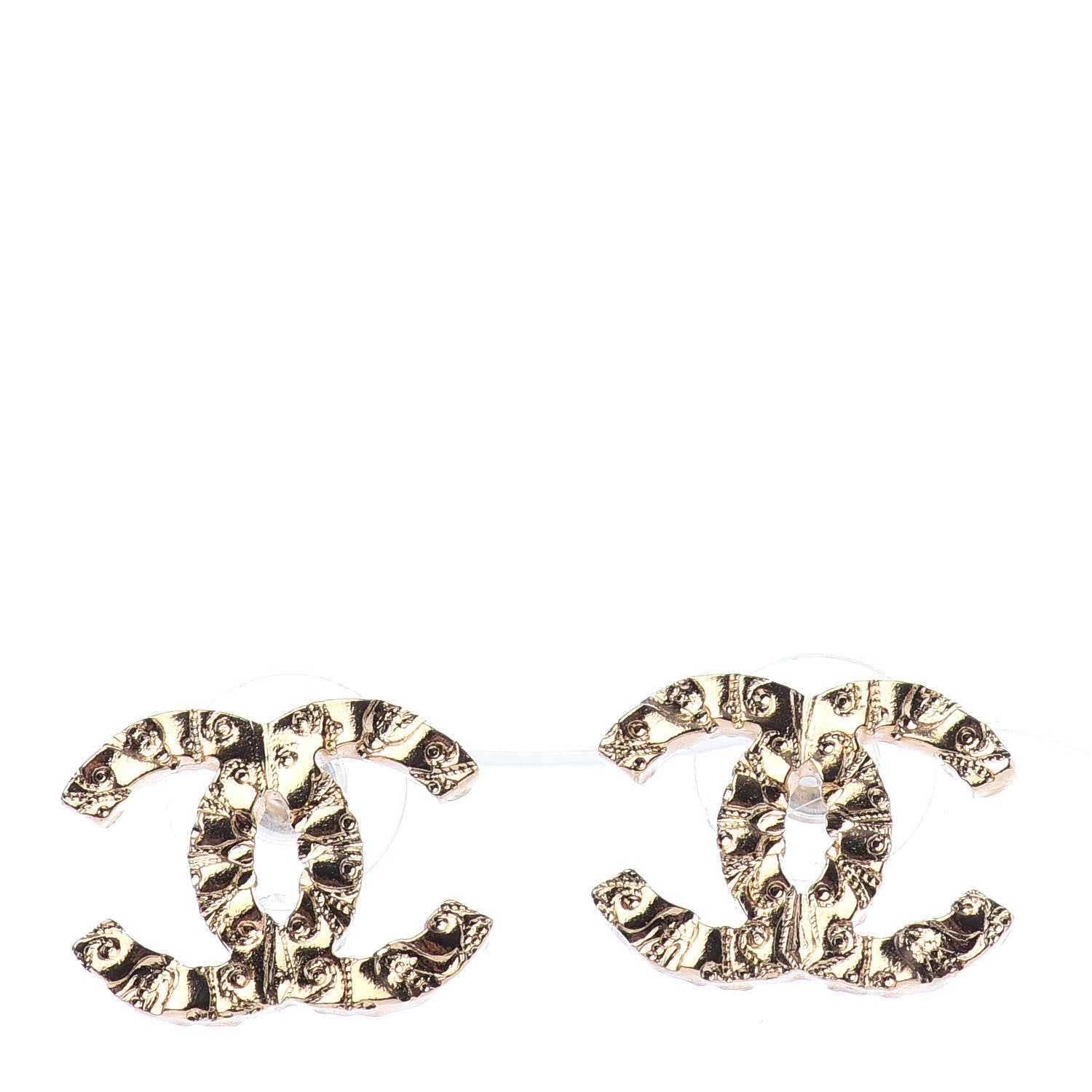 Chanel Metal Textured CC Earrings Gold 1 of 5