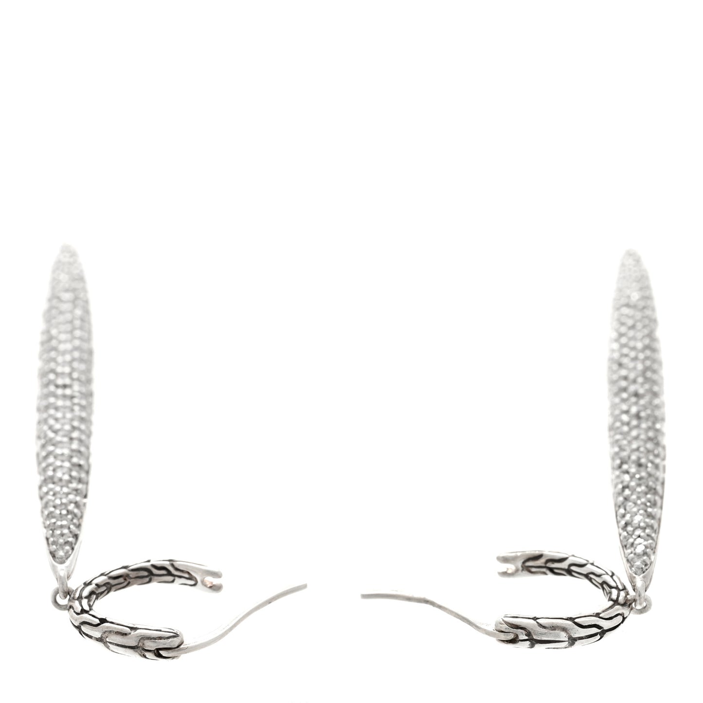 Sterling Silver Diamond Classic Chain Spear Drop Earrings