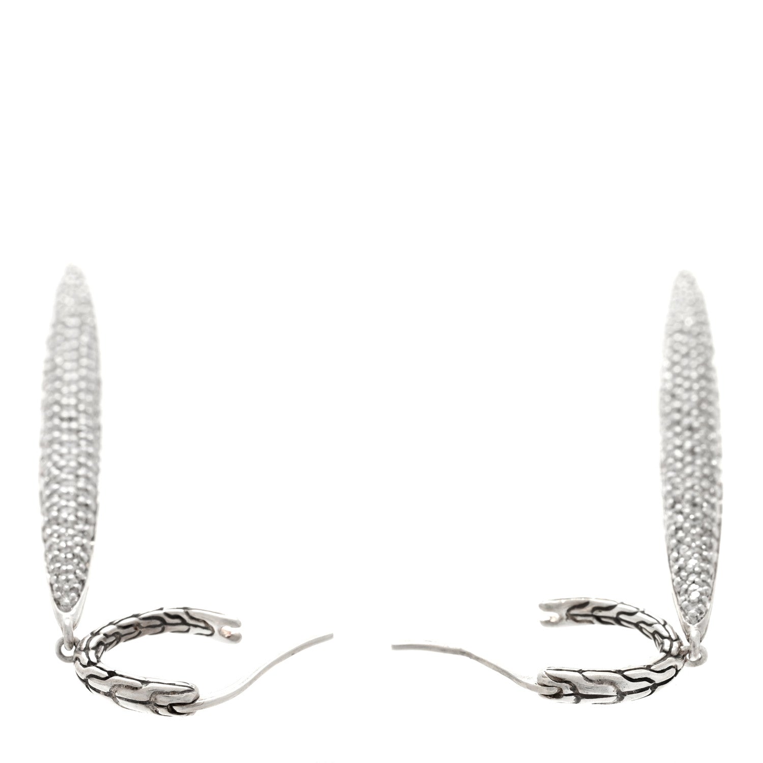 John Hardy Sterling Silver Diamond Classic Chain Spear Drop Earrings 3 of 4