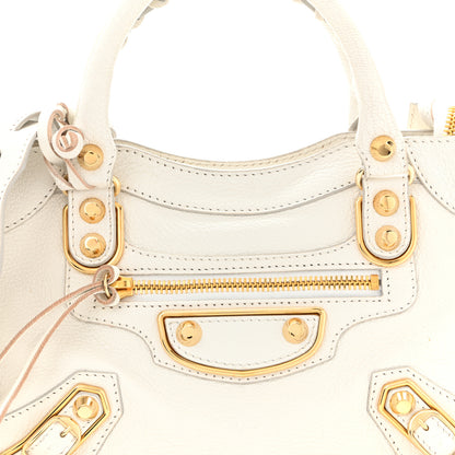 Balenciaga Chevre Gold Metallic Edge Hardware Mini City White 9 of 13
