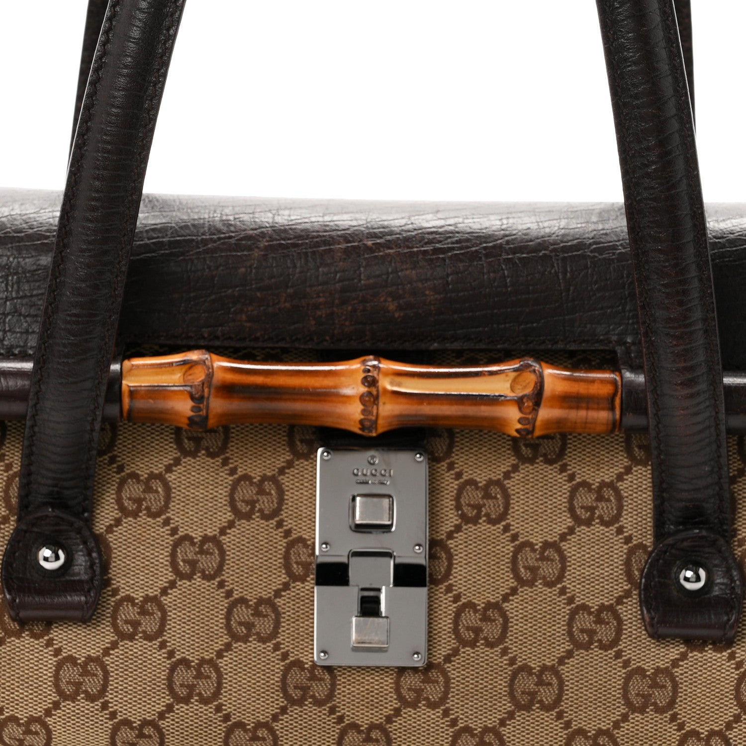 Gucci Monogram Bamboo Bullet Bag Dark Brown 8 of 11