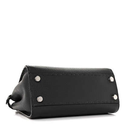 Fendi Cuoio Romano Selleria Bi-Color Mini Peekaboo Iconic Satchel Asfalto Latte 4 of 8