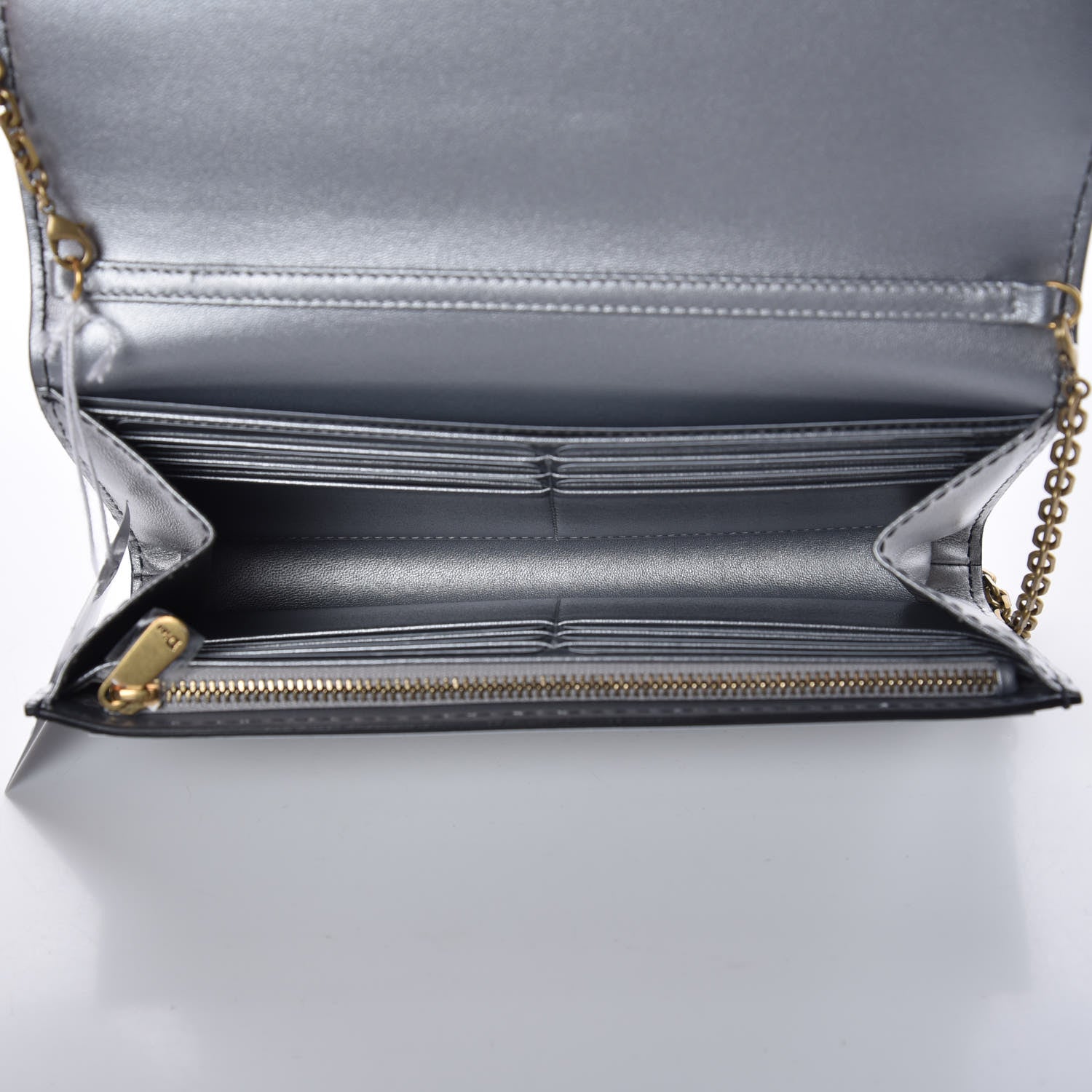 Christian Dior Metallic Calfskin J'adior Croisiere Chain Wallet Graphite 7 of 10