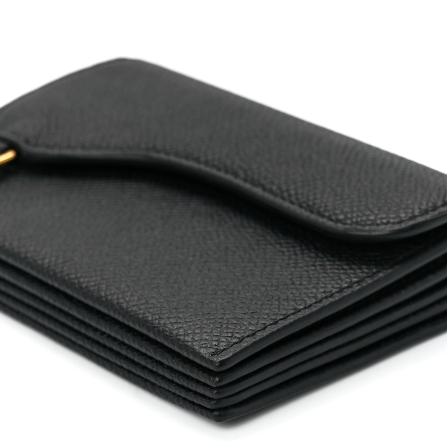 Grained Calfskin Saddle 5-Gusset Card Holder Black