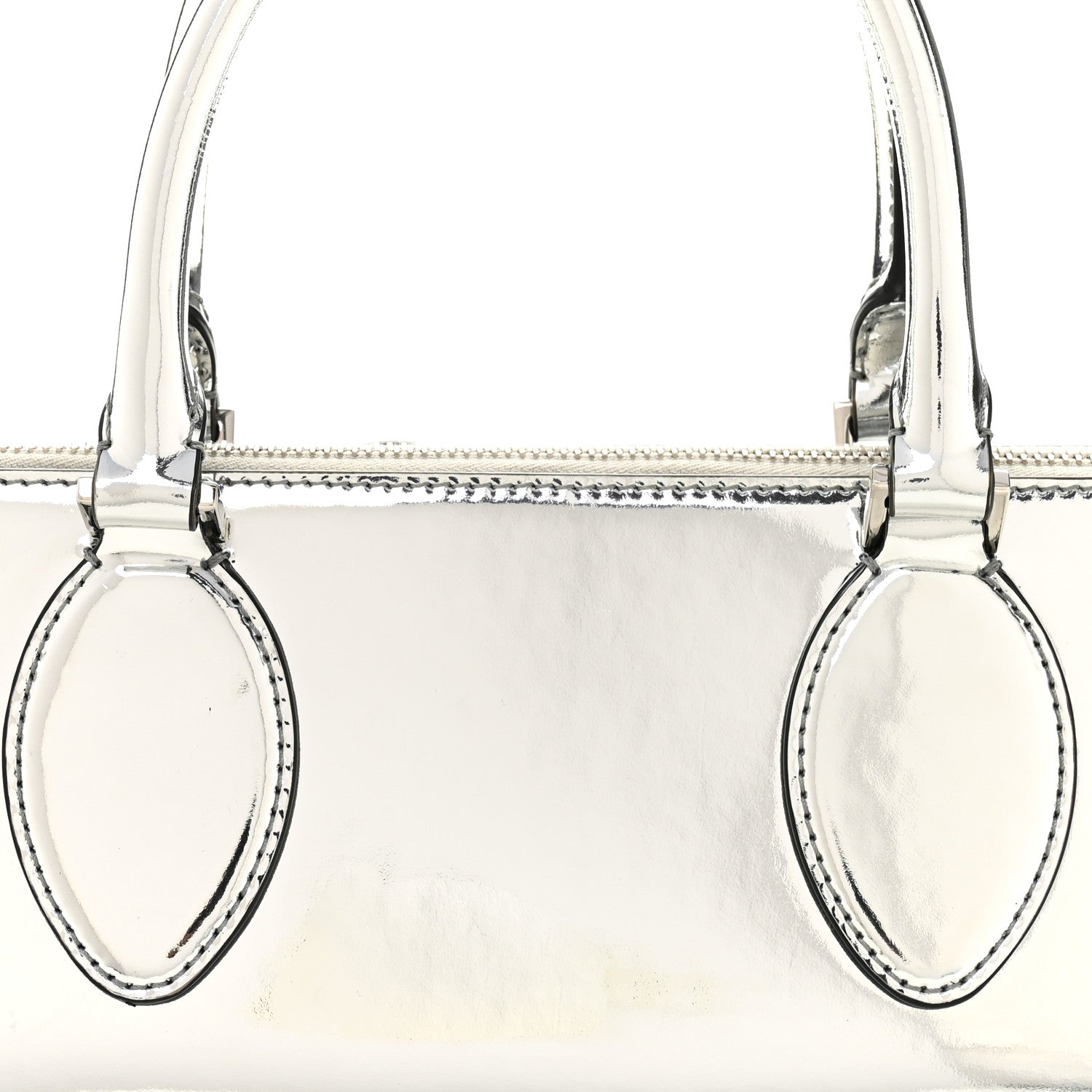 Valentino Garavani Mirror Calfskin Rockstud East West Top Handle Bag Silver 6 of 9
