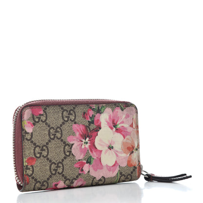Gucci GG Supreme Monogram Blooms Zip Around Card Case Wallet Beige Multicolor Dry Rose 3 of 6