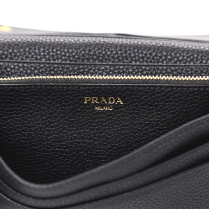 Prada Vitello Daino Continental Flap Wallet Black 6 of 7