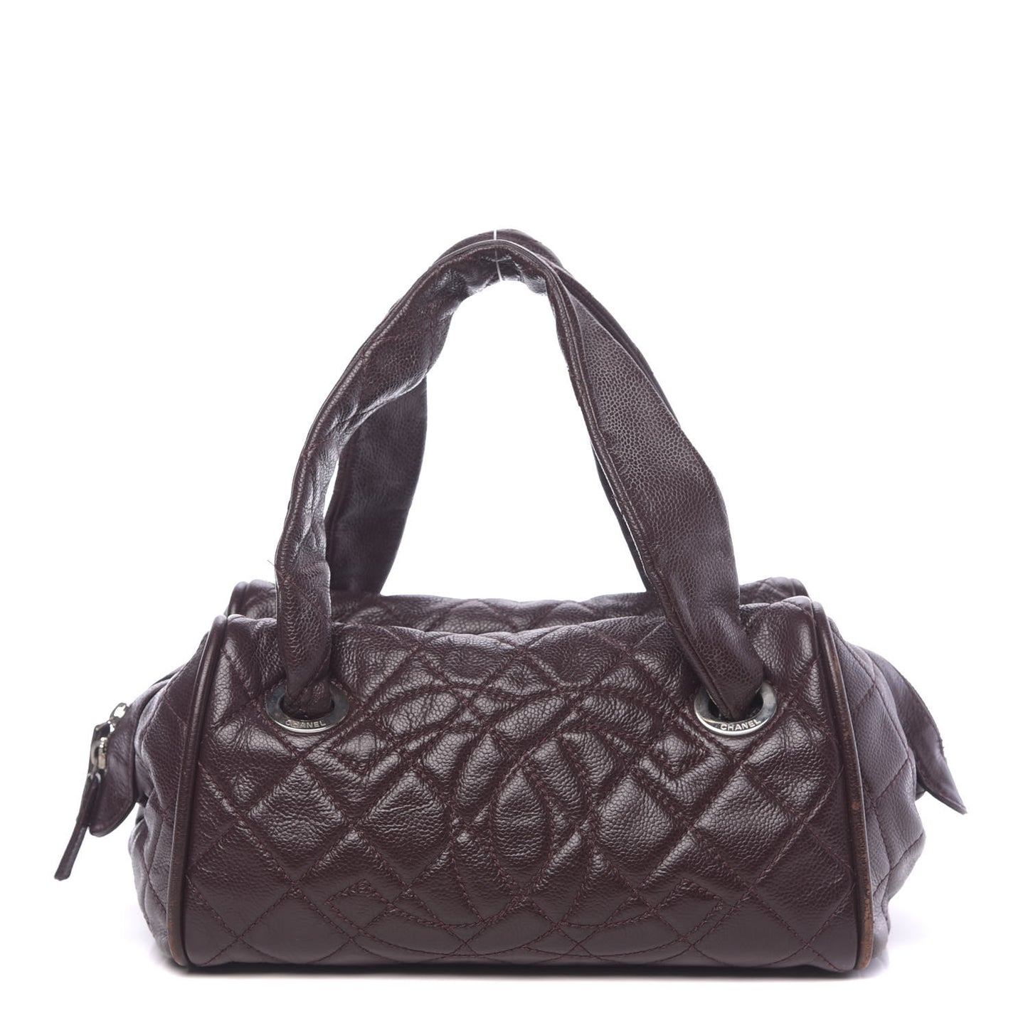 Caviar Quilted CC Timeless Bowler Burgundy