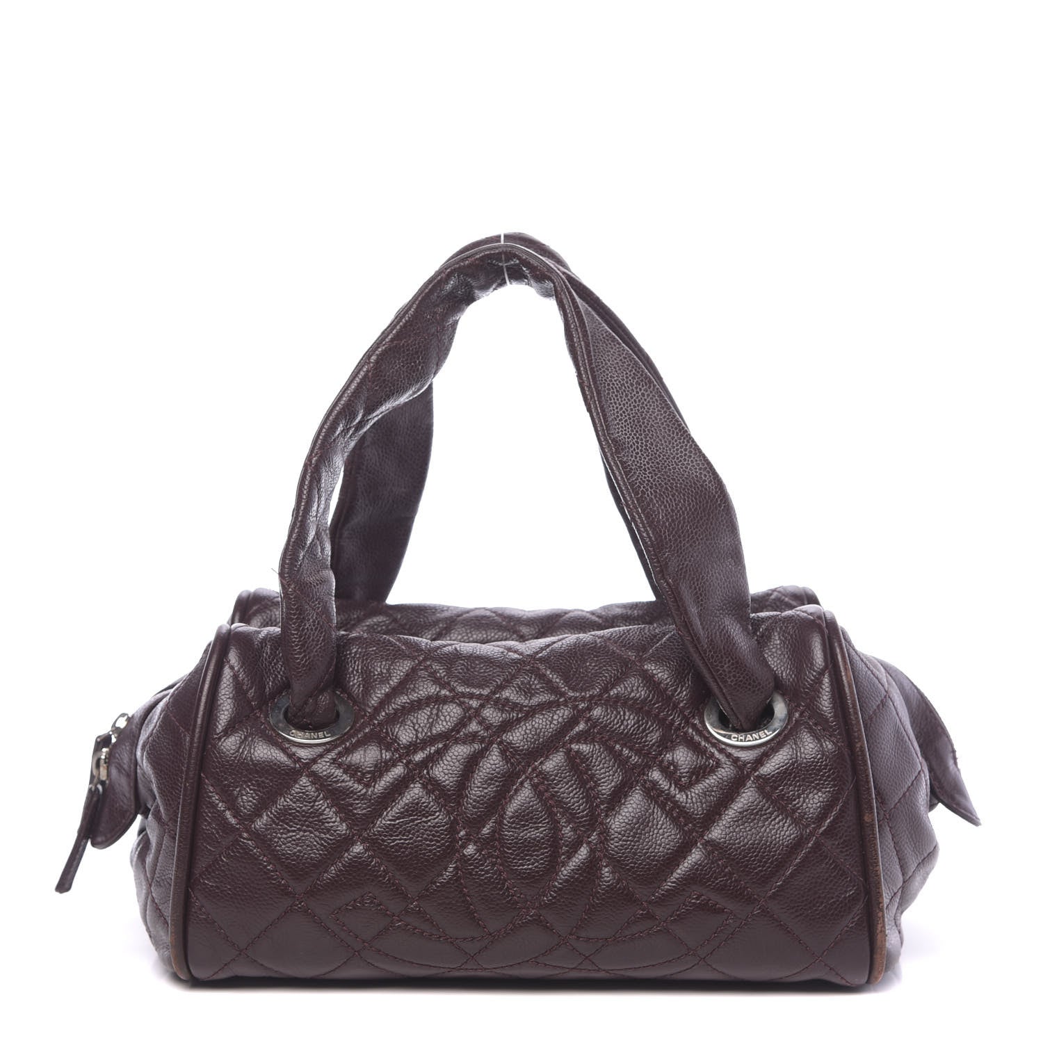 Chanel Caviar Quilted CC Timeless Bowler Burgundy 1 of 14