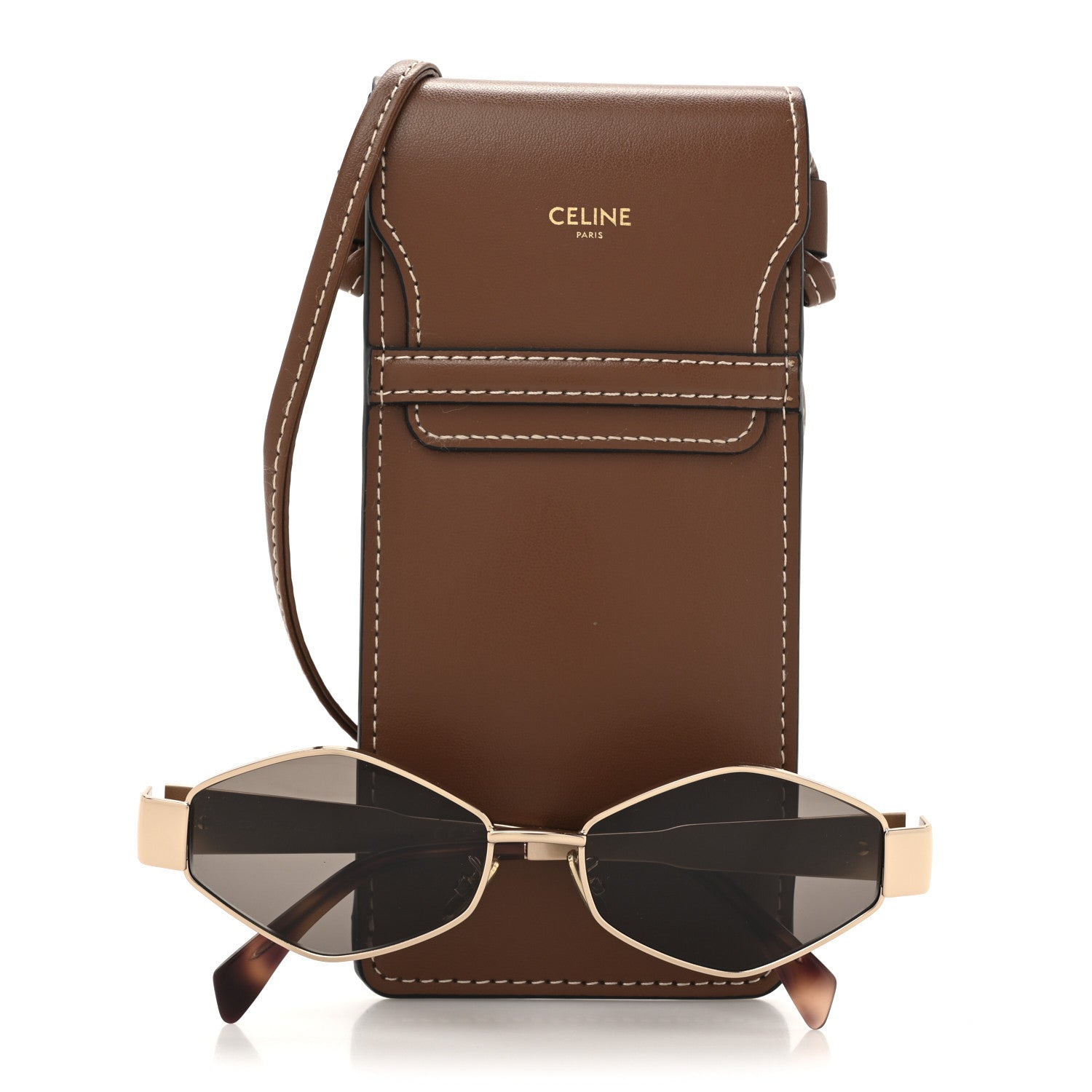 Celine Metal Triomphe 02 Sunglasses CL40254U Rose Gold Brown