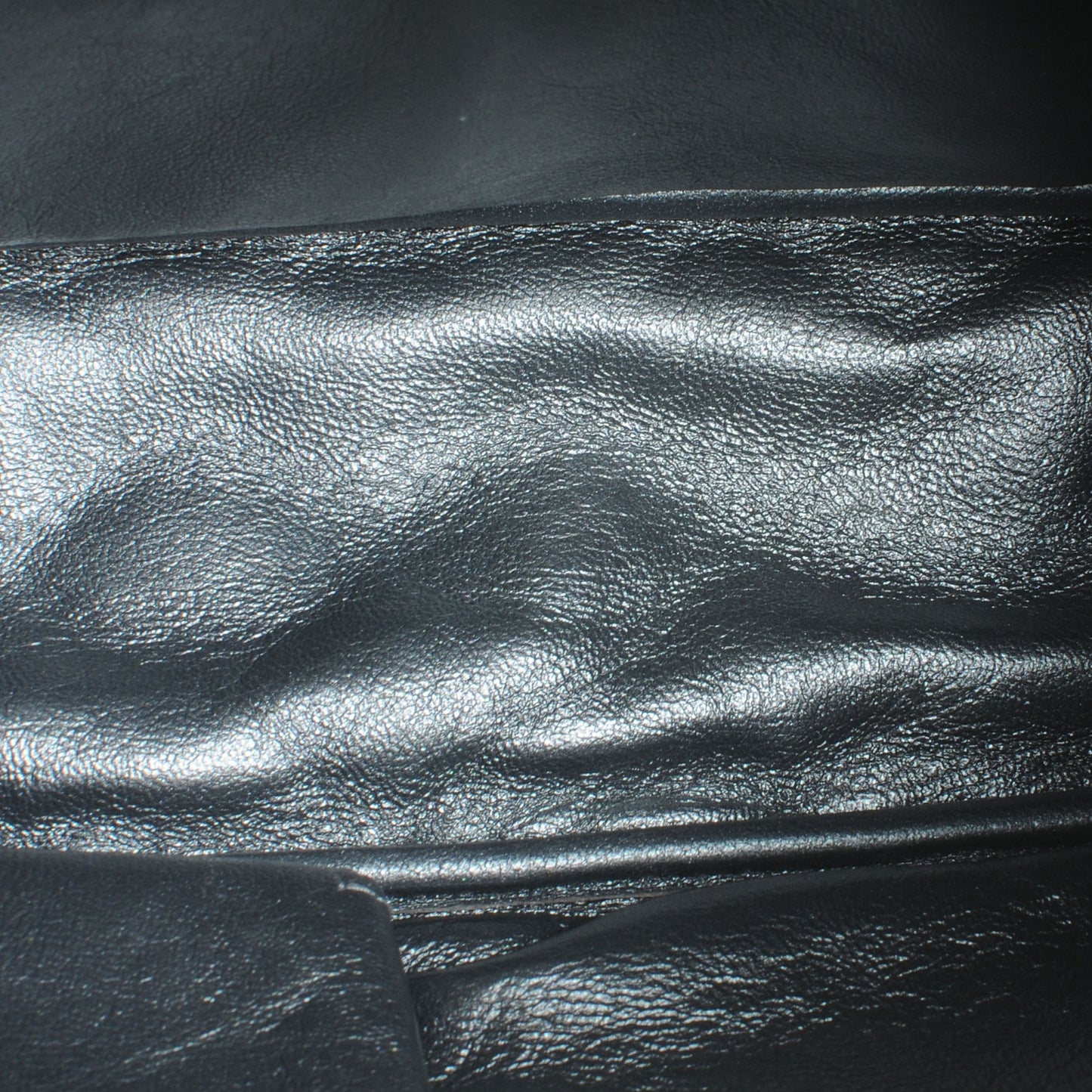 Metallic Aged Calfskin Quilted Medium Reissue Camera Case Dark Silver