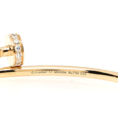 Cartier 18K Yellow Gold Diamond Small Juste Un Clou Bracelet 17 3 of 3