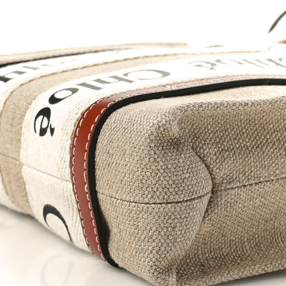 Chloe Cotton Calfskin Mini Woody Ribbon Tote White Brown 9 of 9