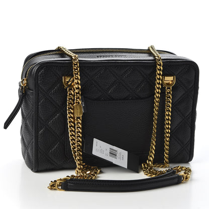Marc Jacobs Grained Calfskin Quilted Double Stitched The Status Shoulder Bag Black 2 of 8