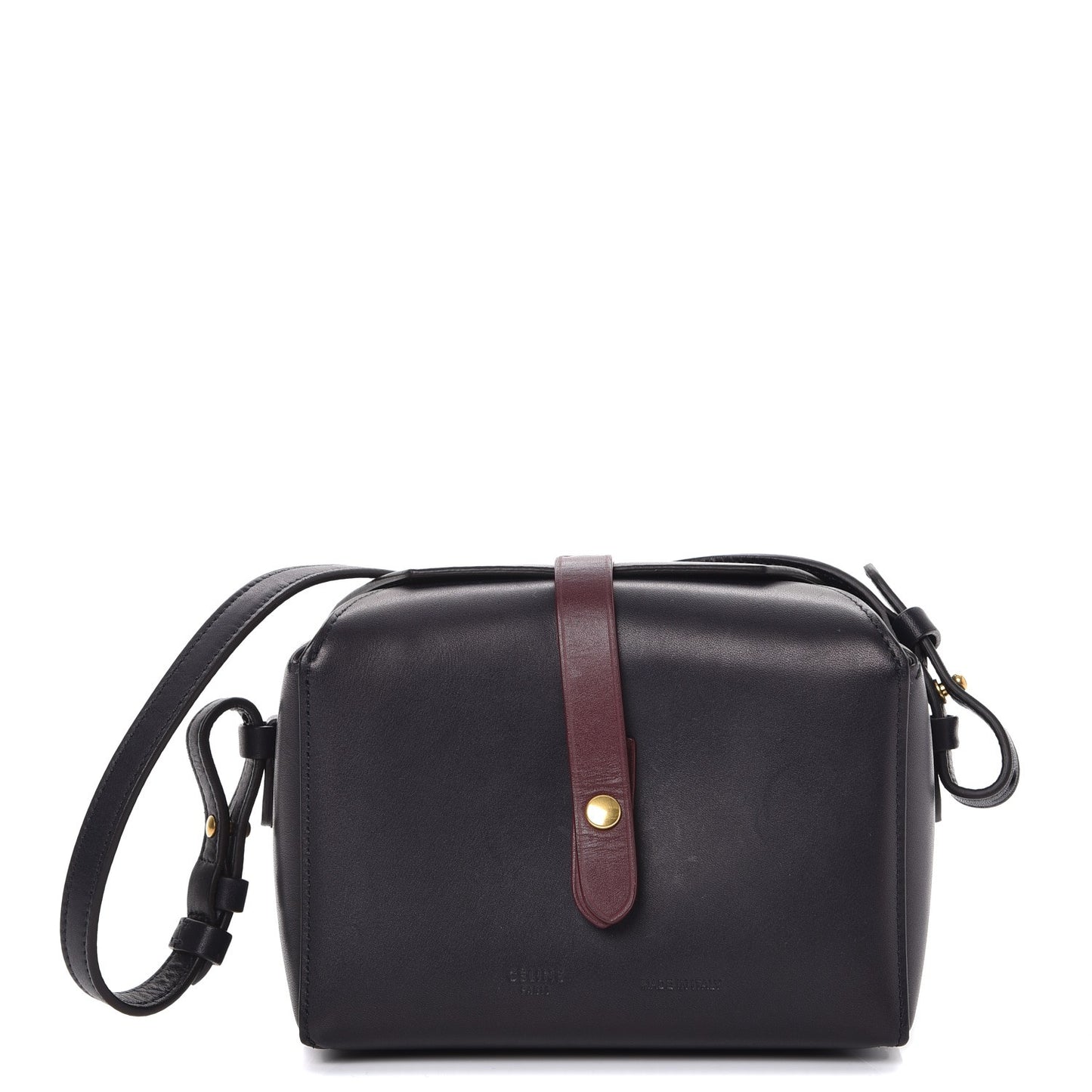 Sleek Calfskin Box On Strap Bag Navy Blue